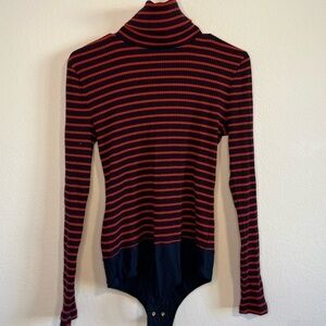 J Crew‎ Women’s Red & Blue Striped Bodysuit Size Medium